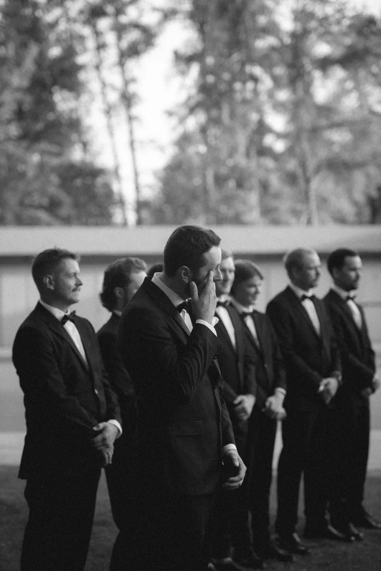 Emotional groom during the ceremony