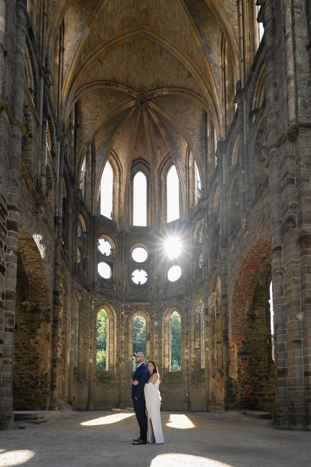 Couple in historic architecture